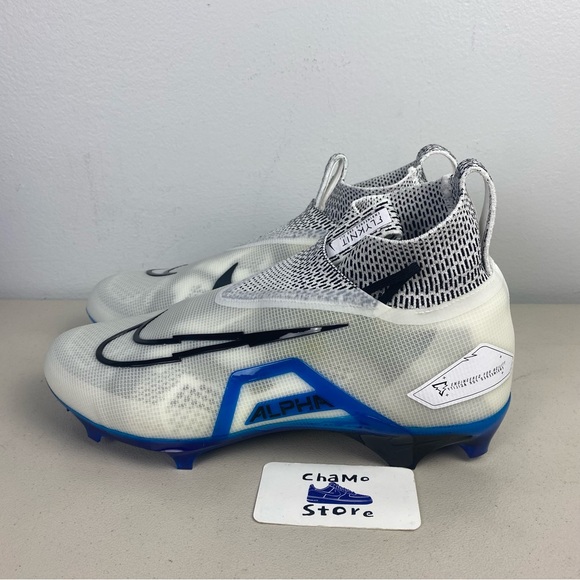 Nike Alpha Menace Elite 3 White Blue Football Cleats CT6648-101 Men's Size - Picture 3 of 11
